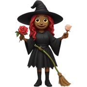 Witch holding a rose sticker