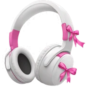 White headphones with pink ribbons sticker