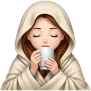 girl inside a blanket sipping coffee eyes closed sticker