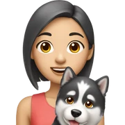 Asian Girl with husky dog sticker