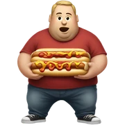 Fat guy eating hotdog sticker