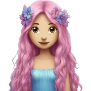 Beautiful, flower, fairy, pink, blue, purple, long hair sticker