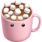 Light Pink mug of hot chocolate with marshmallows  sticker