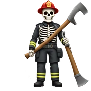 Skeleton fireman sticker