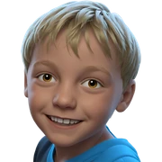 smiling boy by the blinds sticker