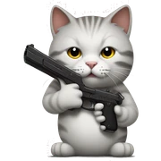 Cat with gun sticker