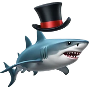 Shark with a top hat sticker