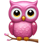 Pink owl with glitter sticker