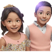 smiling girl with boy in vest sticker