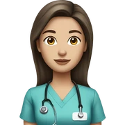 pretty brunette with fair skin nurse with long hair in scrubs sticker