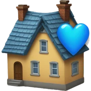 Home with blue heart sticker