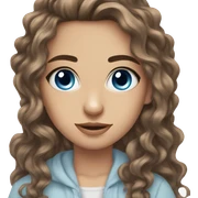 blue eyes, long wavy brown hair, thick eyebrows, long eyelashes, girl sticker