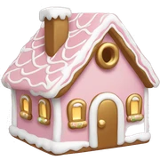 light pink and gold and white gingerbread house sticker