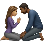 Woman on knees facing man sticker