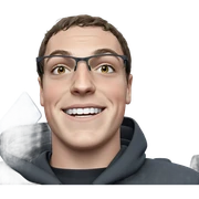 smiling boy in black shirt sticker