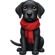 Black labrador wearing a red scarf sticker