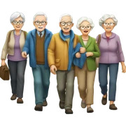 grup of elderly people walking their ogs in the cuntryside sticker