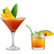 a mango cocktail with tajin on the rim  sticker