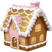 light pink and gold and white gingerbread house sticker