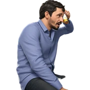 young man enjoying a beer sticker