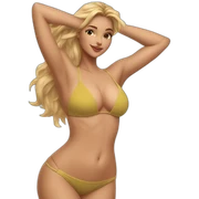 Slim-thicc Caucasian woman bikini pose (beach body) sticker