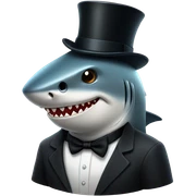 Shark with a top hat sticker