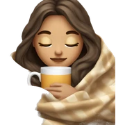 girl brunette inside a blanket sipping coffee eyes closed sticker