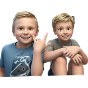 two boys sharing a smile sticker