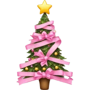 Pink bow christmas tree sticker