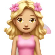 A blonde fairy wearing a pink dress, pink wings and pink flowers in her hair sticker