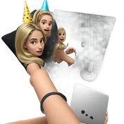 blonde girl in party hat sticker