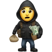 Robber carrying money bag sticker
