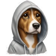 Dog wearing a hoodie sticker
