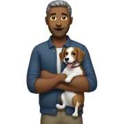 man holding dog sticker