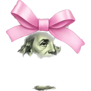 dollar with a pink bow  sticker