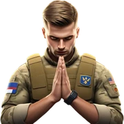 military soldier with hands clasped sticker