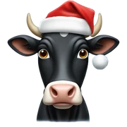 Black Cow wearing Santa hat sticker