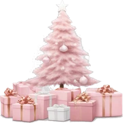 Light pink Christmas gifts under a white Christmas tree  sticker