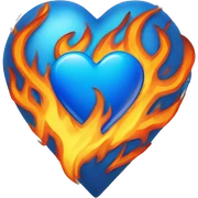 Blue heart with fire  sticker