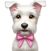 Cute white terrier dog with a pink bow  sticker