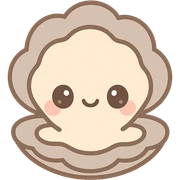 cute oyster, cream color, greige shell, kawaii style sticker
