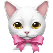 white cat with a pink bow sticker