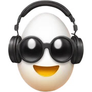 egg with headphones sticker