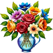 Realistic bouquet of flowers, vibrant Afremov oil painting style sticker