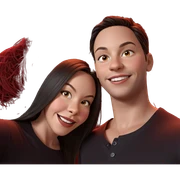 smiling girl with boy portrait sticker