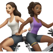 Two white skinned brunette ladies at spin class, but light skin sticker