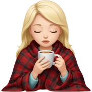 girl inside a blanket sipping coffee eyes closed sticker