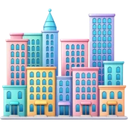  colorful shiny glossy pastel buildings scenery scene   sticker