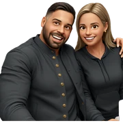 smiling couple with stylish outfits sticker