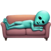 Alien is sleeping on the couch  sticker